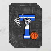 Invitation Basketball personnalisé avec initiale Lettre T (Devant / Derrière)