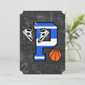 Invitation Basketball personnalisé avec initiale P (Debout devant)