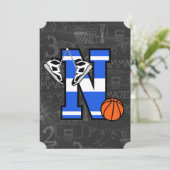 Invitation Basketball personnalisé avec la lettre initiale N (Debout devant)