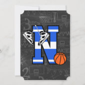 Invitation Basketball personnalisé avec la lettre initiale N (Devant)