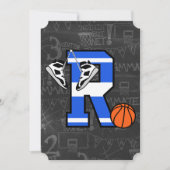 Invitation Basketball personnalisé avec la lettre initiale R (Devant)