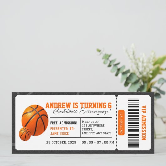 Invitation Basketball personnel Dunk Fest Anniversaire Party (Debout devant)