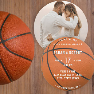 Invitation Basketball Sport Photo Orange Mariage