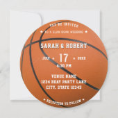 Invitation Basketball Sport Photo Orange Mariage (Devant)