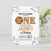 Invitation Basketball Vintage moderne Sports 1er anniversaire (Debout devant)