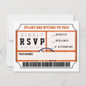 Invitation BASKETBALL VIP REPONSE CARD Bar Bat mitzvah (Devant)