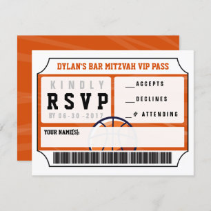 Invitation BASKETBALL VIP REPONSE CARD Bar Bat mitzvah
