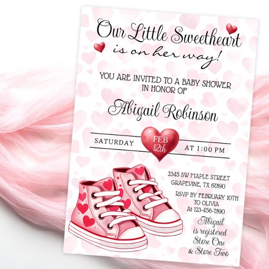 Invitation Baskets de coeur Chérie Valentine Baby shower