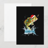 Invitation Bass Fishing Santa Hat Christmas Pajama Fish (Devant / Derrière)