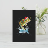 Invitation Bass Fishing Santa Hat Christmas Pajama Fish (Debout devant)