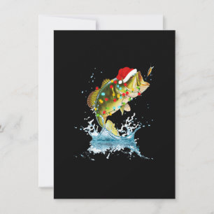 Invitation Bass Fishing Santa Hat Christmas Pajama Fish
