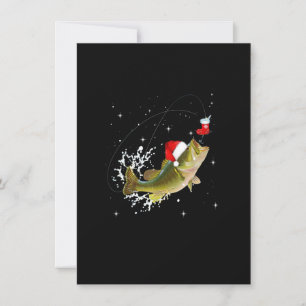 Invitation Bass Fishing Santa Hat Christmas Pajama Fish