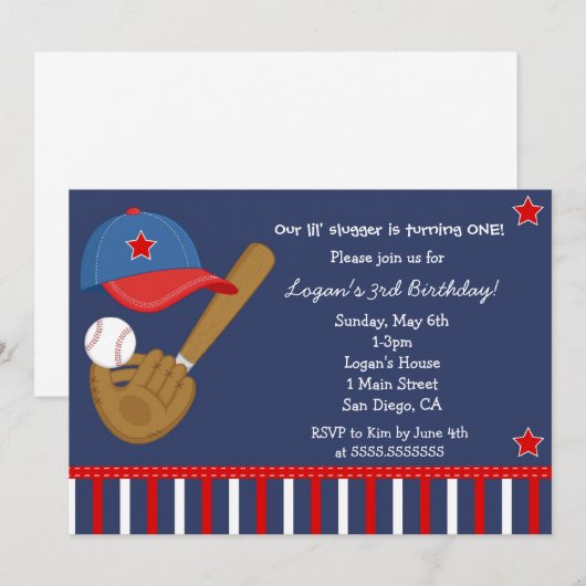 Invitation basse d'anniversaire de boule de (Devant / Derrière)