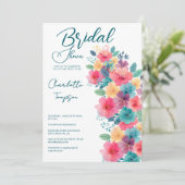 Invitation Basse nuptiale en fleurs colorées (Debout devant)