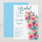 Invitation Basse nuptiale en fleurs colorées (Devant / Derrière)