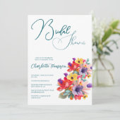 Invitation Basse nuptiale en fleurs colorées (Debout devant)