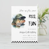 Invitation Basse Pêche drôle Anniversaire (Debout devant)