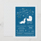Invitation Basset Hound Chien Baby shower Garçon bleu (Devant / Derrière)