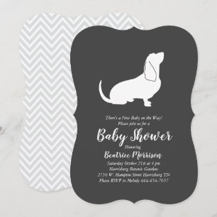 Invitation Basset Hound Chien Baby shower genre neutre