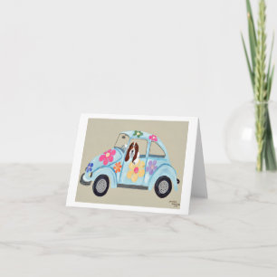 Invitation Basset Hound dans une voiture hippie