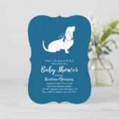 Invitation Basset Hound Dog Baby shower Boy Blue (Debout devant)