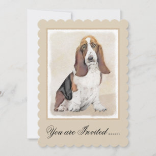 Invitation Basset Hound Peinture - Cute Original Chien Art