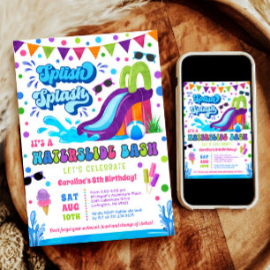 Invitation Bassin à éclaboussures Fille Bassh Anniversaire