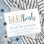 Invitation Bassin Bébé Bleu et Or, Baby shower Couples<br><div class="desc">Ce Bassin Bébé Bleu et Or,  invitation Baby shower Couples,  est parfait pour une douche co-ed pour les parents modernes d'être!</div>