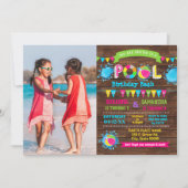 Invitation Bassin d'anniversaire de Hot Pink Pool, photo de f (Devant)