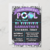 Invitation Bassin d'anniversaire de la piscine violet d'hiver (Devant)
