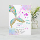 Invitation Bassin d'anniversaire de sirène éclatante (Debout devant)
