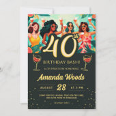 Invitation Bassin tropical de 40 ans avec cocktail (Devant)