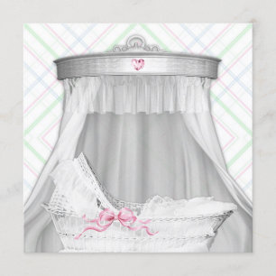 Invitation Bassinet Bassinet Blanche et Rose Bassinet Douche 