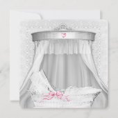 Invitation Bassinet blanc Bassinet bébé fille douche (Devant)