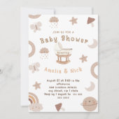 Invitation Bassinet Boho minimal Baby shower neutre entre les (Devant)