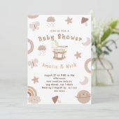 Invitation Bassinet Boho minimal Baby shower neutre entre les (Debout devant)