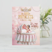 Invitation Bassinet de transport de Baby shower rose Princess (Debout devant)