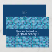 Invitation Bassins de piscine bleu motif rétro (Devant / Derrière)