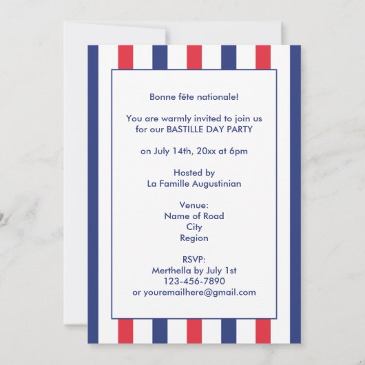 Invitation BASTILLE DAY Party (Dos)