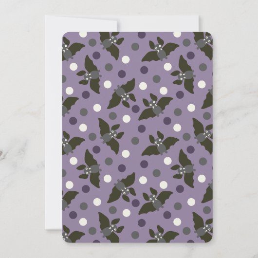 Invitation Bat Bat Bat Party violet noir et gris (Dos)