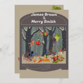 Invitation Bat Black Chat Fairytale Forest Fruits Mariage (Devant / Derrière)