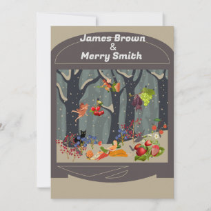 Invitation Bat Black Chat Fairytale Forest Fruits Mariage