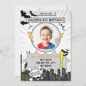 Invitation Bat Black et Grey Comic Anniversaire (Devant)