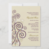 Invitation Bat Boho Purple Spirals Bat / Bar Mitvah Invitatio (Devant)