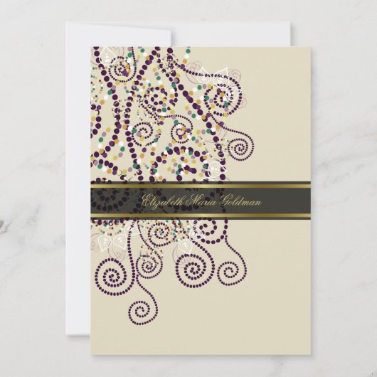 Invitation Bat Boho Purple Spirals Bat / Bar Mitvah Invitatio (Dos)