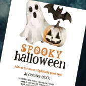 Invitation Bat Citrouille fantôme Éffrayant Halloween blanc