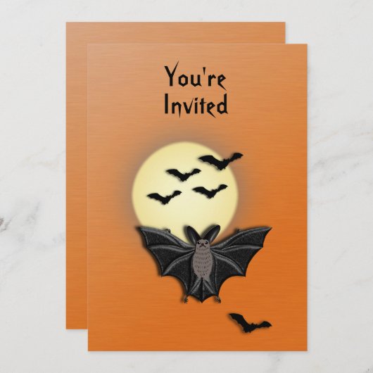 Invitation Bat Halloween (Devant / Derrière)