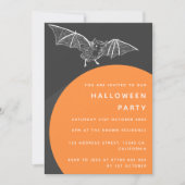 Invitation Bat Halloween | Moderne Black Orange élégant (Devant)