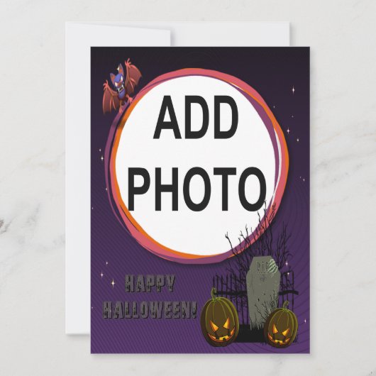 Invitation Bat, Jack o' Lanterns, Tombstone, Ajouter Un Cadre (Devant)