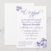 Invitation Bât Mitsva Fleurie Violette Formel (Devant / Derrière)